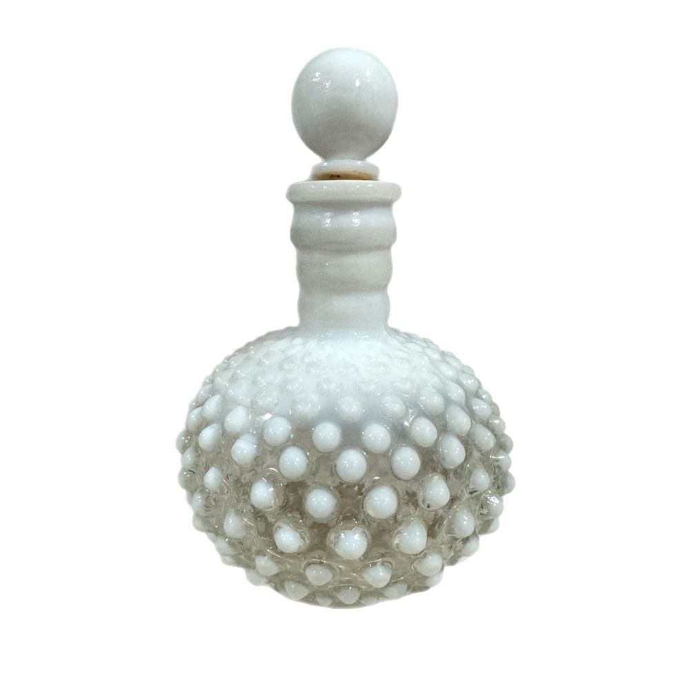Fenton White Hobnail Glass Perfume Bottle with Stopper